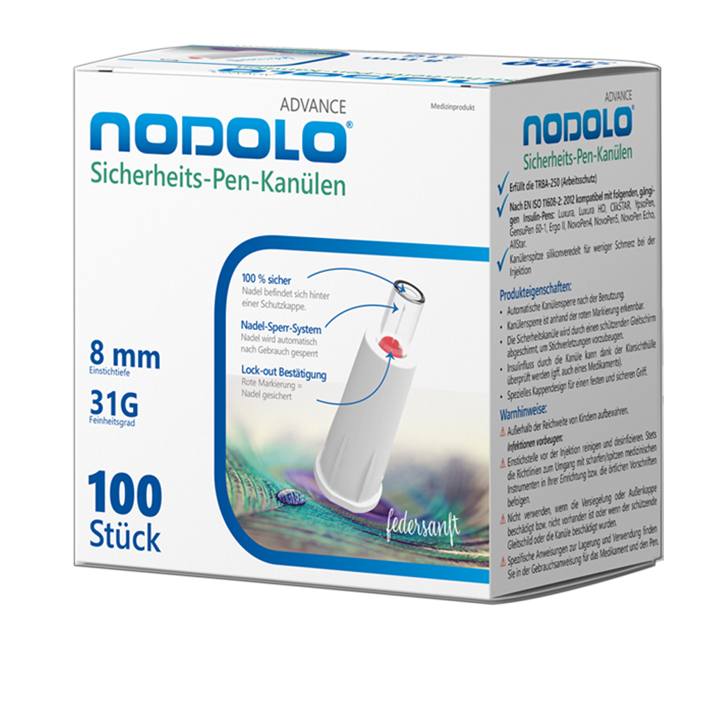 NODOLO Advance Sicherheits-Pen-Kanülen, 8mm/31G, 100 Stk.