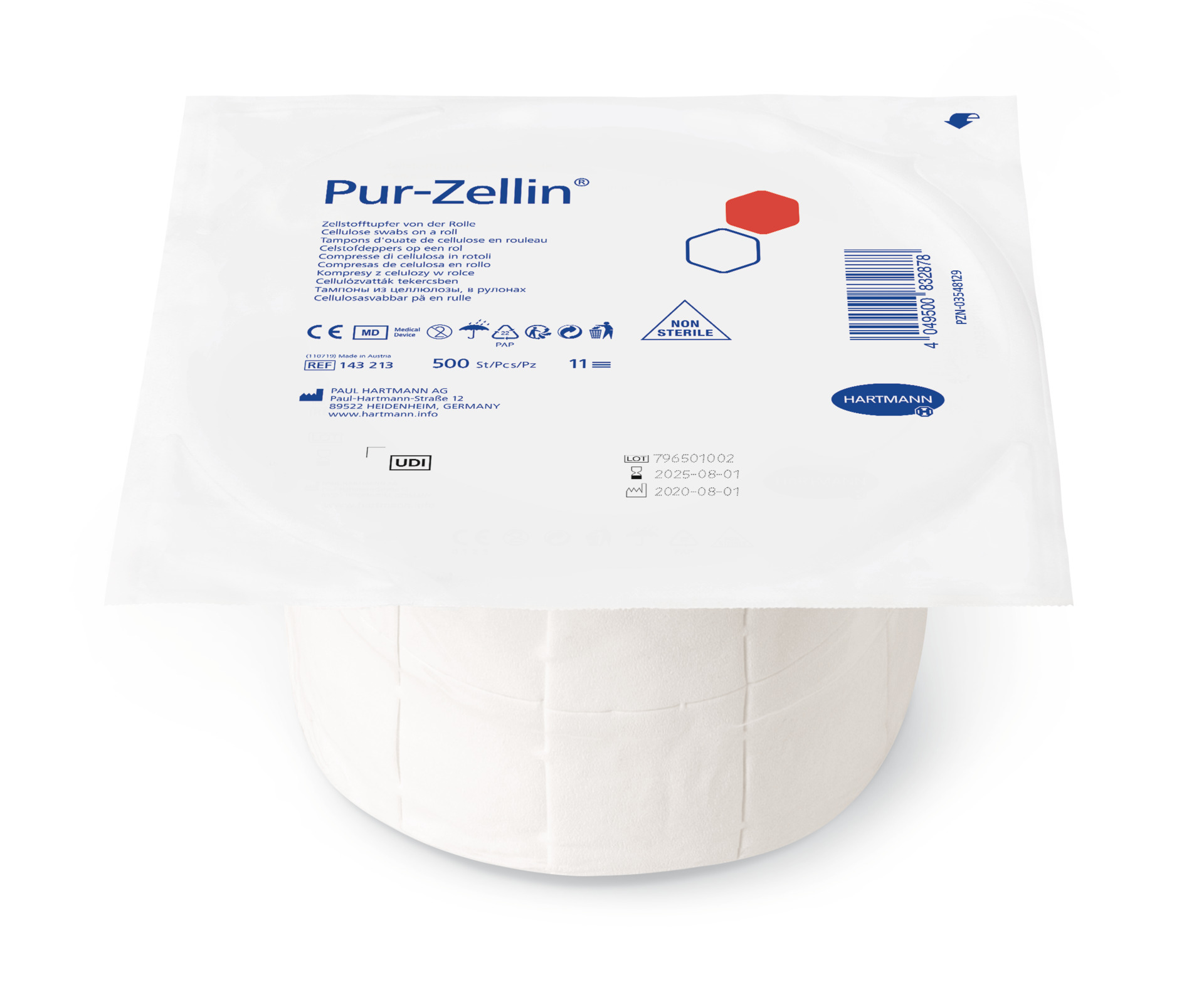 Tupfer Pur-Zellin unsteril 4 x 5 cm, 1 Rolle