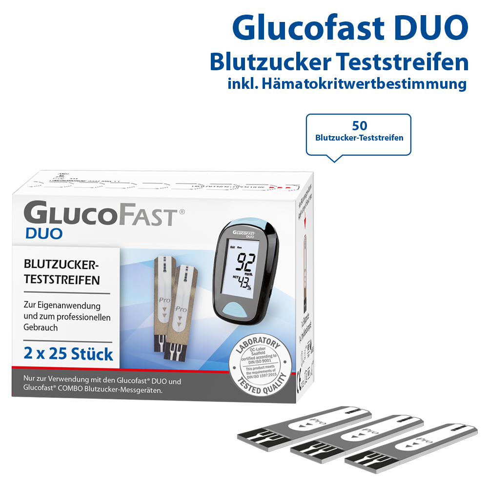 Glucofast DUO Blutzucker Teststreifen, 50 Stück