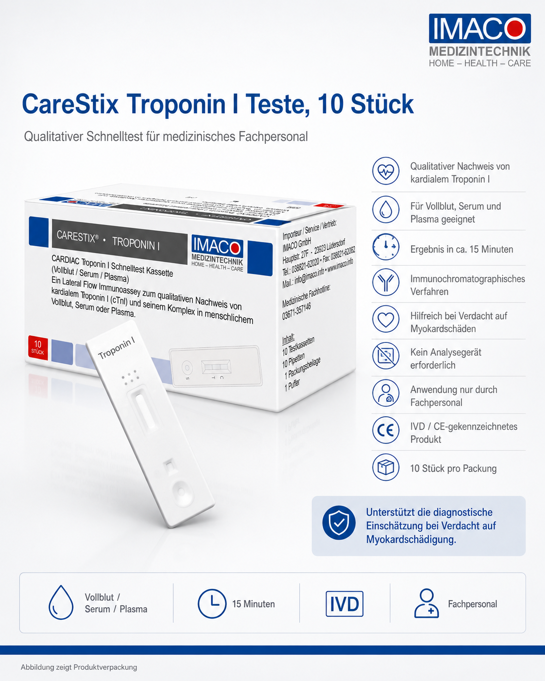 Carestix Troponin I Teste, 10 Stück
