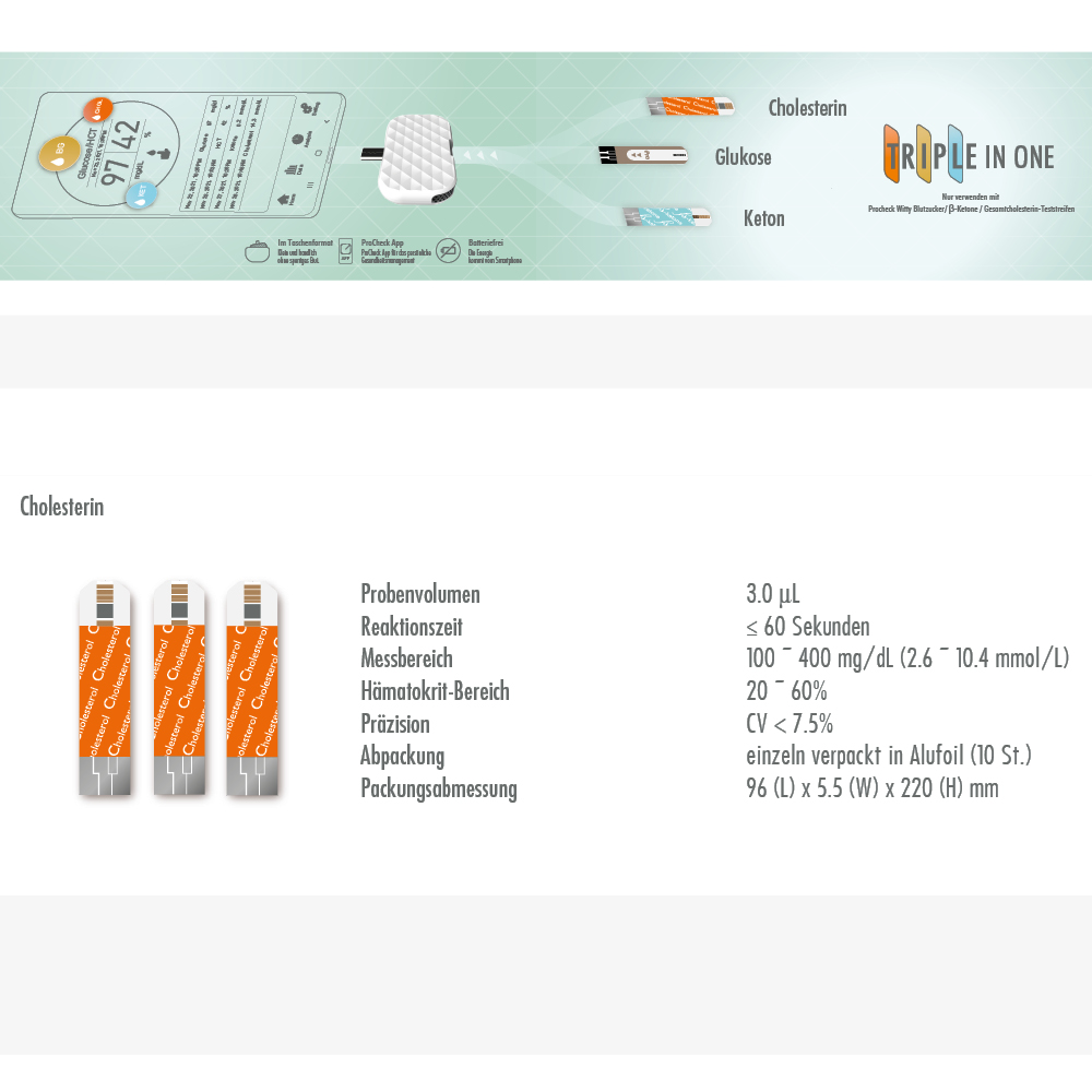 PRO Check Cholesterin Teststreifen, 10 Stück