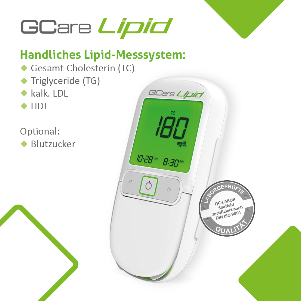GCare Lipid Teststreifen 10 Stück (TC, TG, HDL& kalk. LDL)