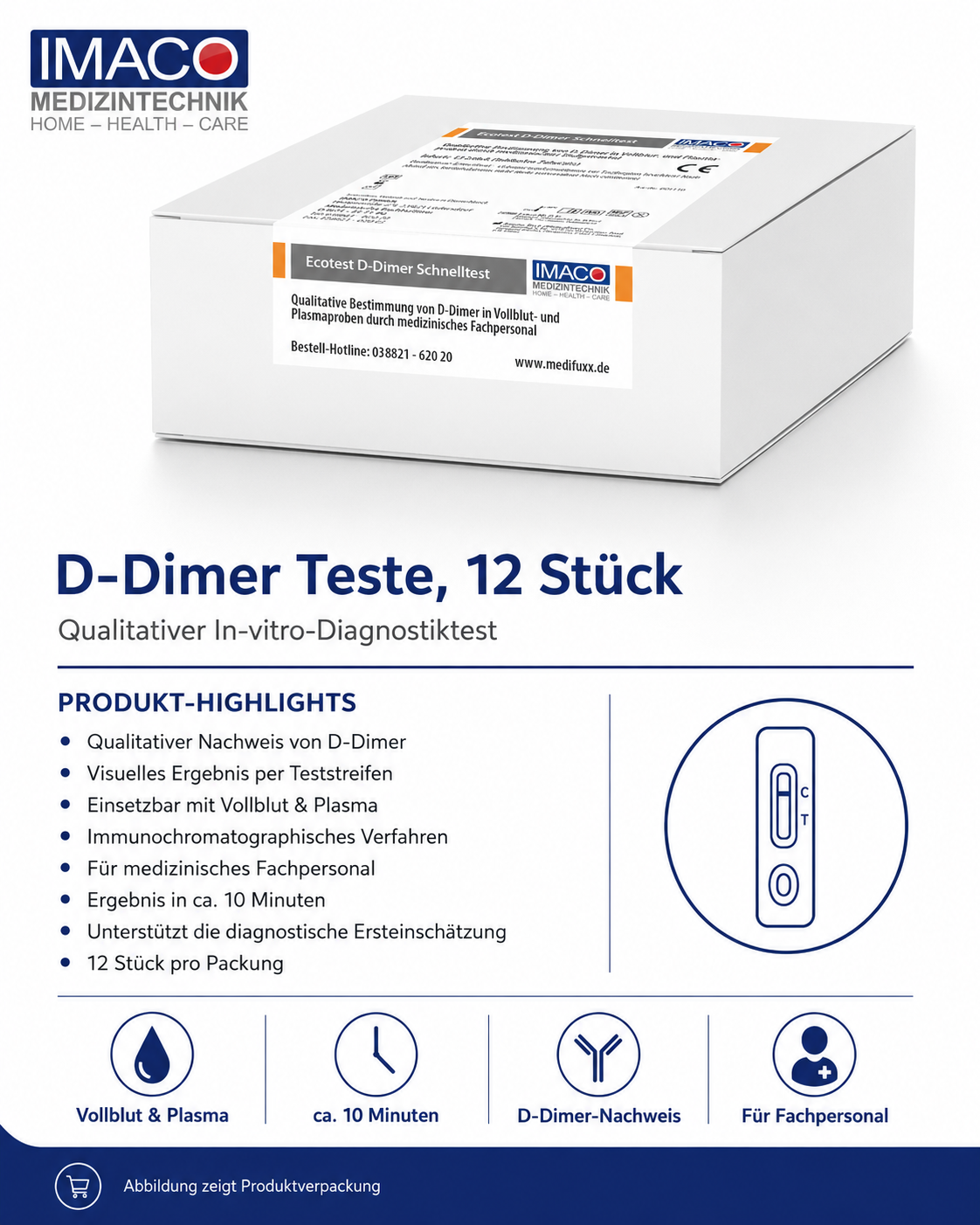 CareStix D-Dimer Teste, 12 Stück