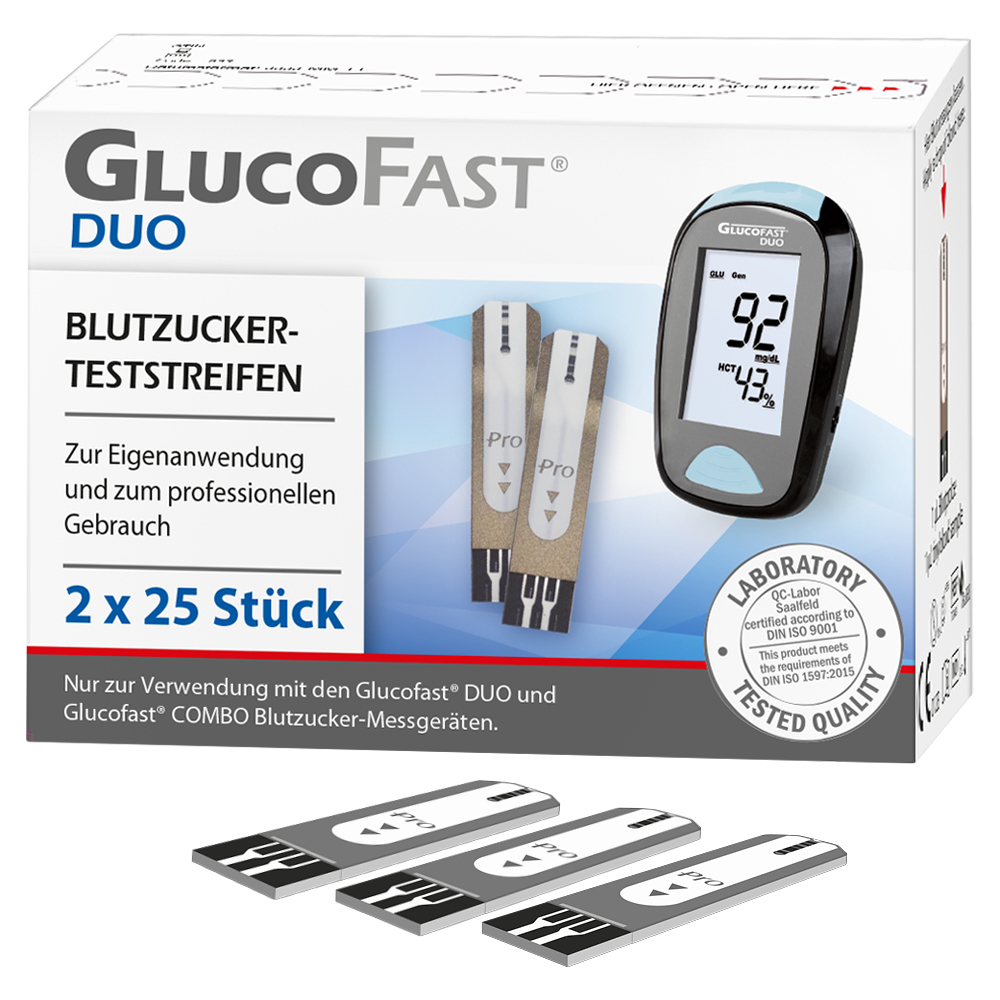 Glucofast DUO Blutzucker Teststreifen, 50 Stück