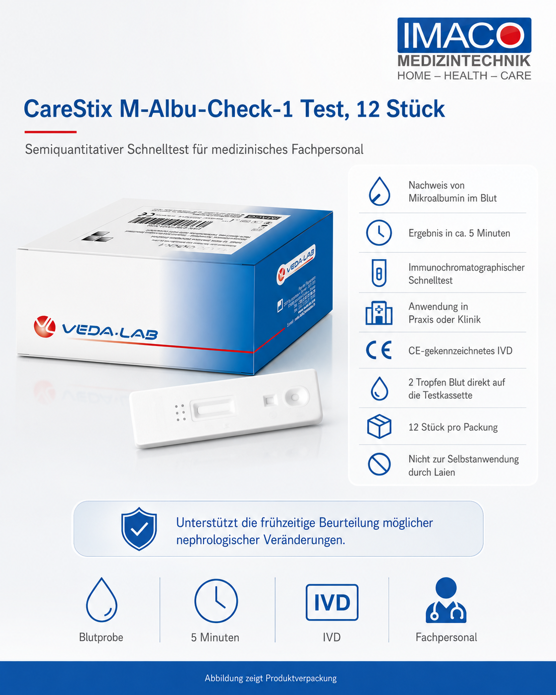 Carestix M-Albu-Check-1 Test, 12 Stück