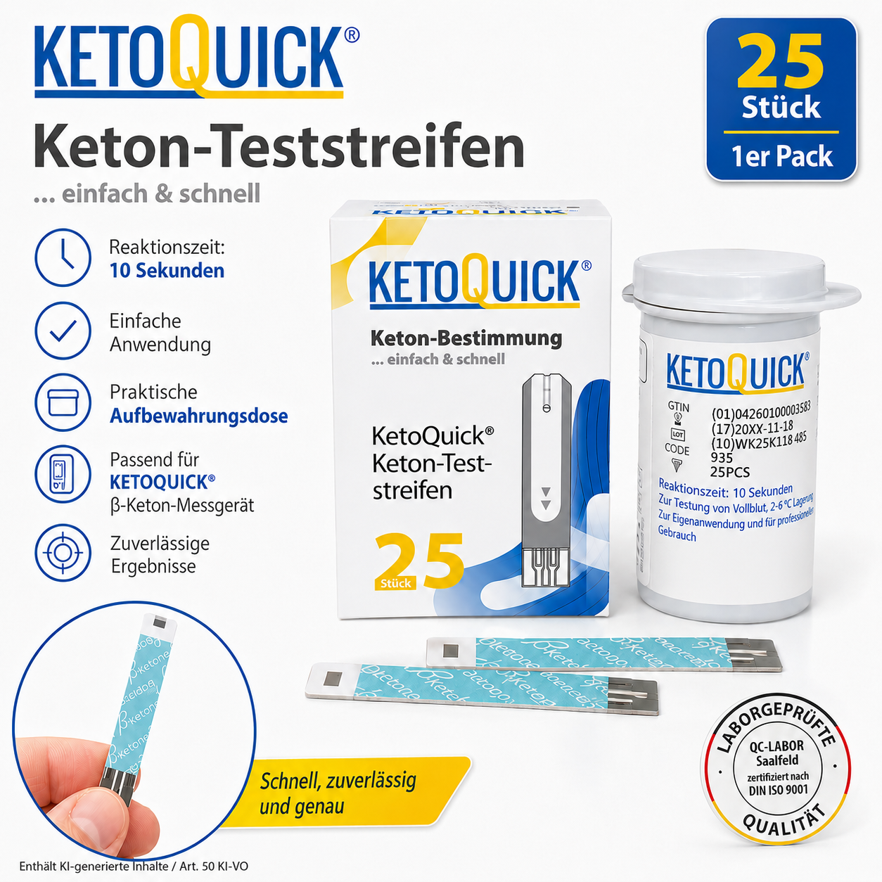 KetoQuick Keton-Teststreifen, 25 Stück
